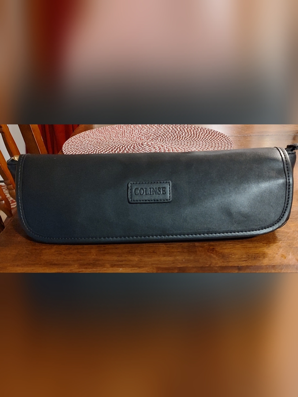 Colinse Black Leather Baggette Clutch